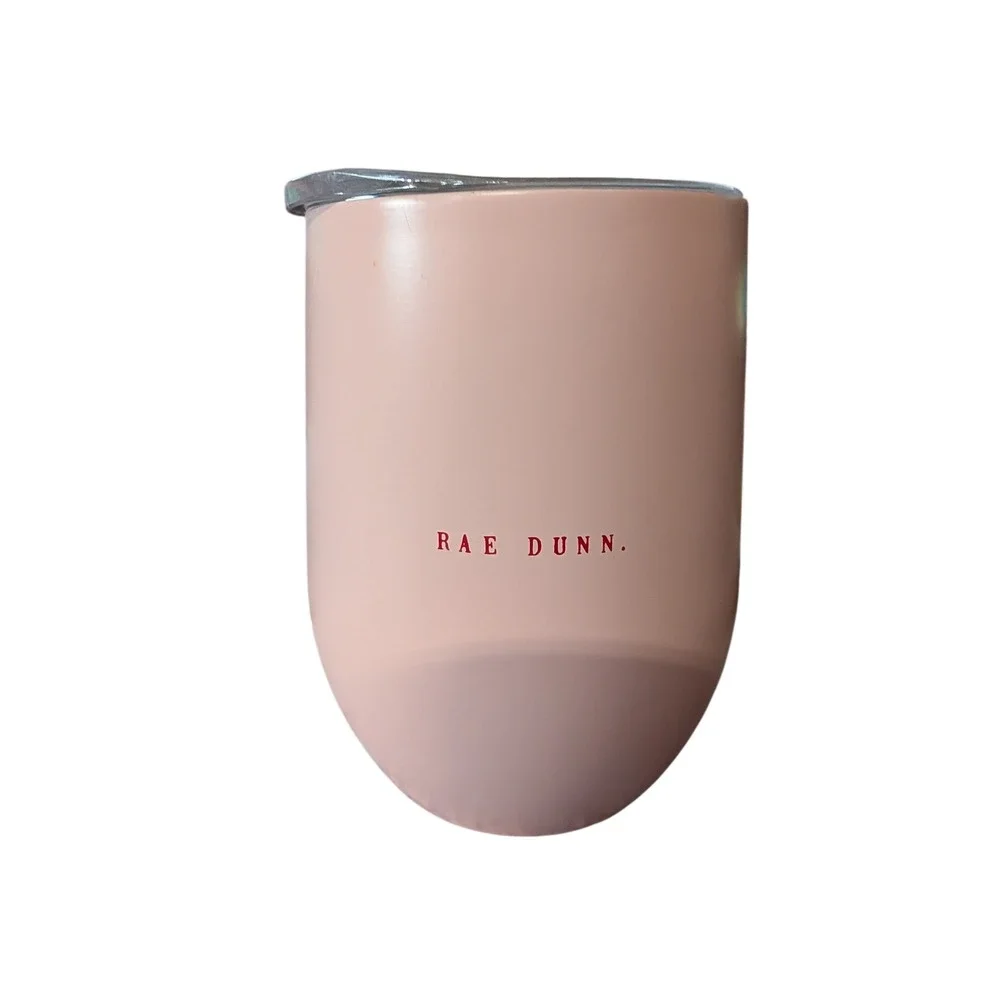 Rae Dunn Besties Pink Stainless Steel Insulated Wine Tumbler with Lid Matte Red